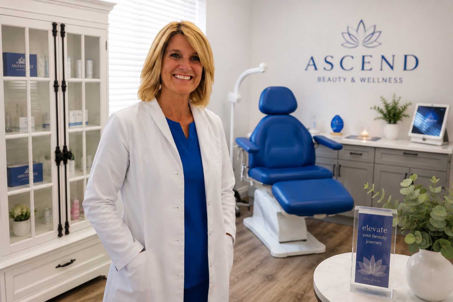 Tera Salness, Nurse Practitioner, standing in the Ascend Beauty & Wellness treatment room